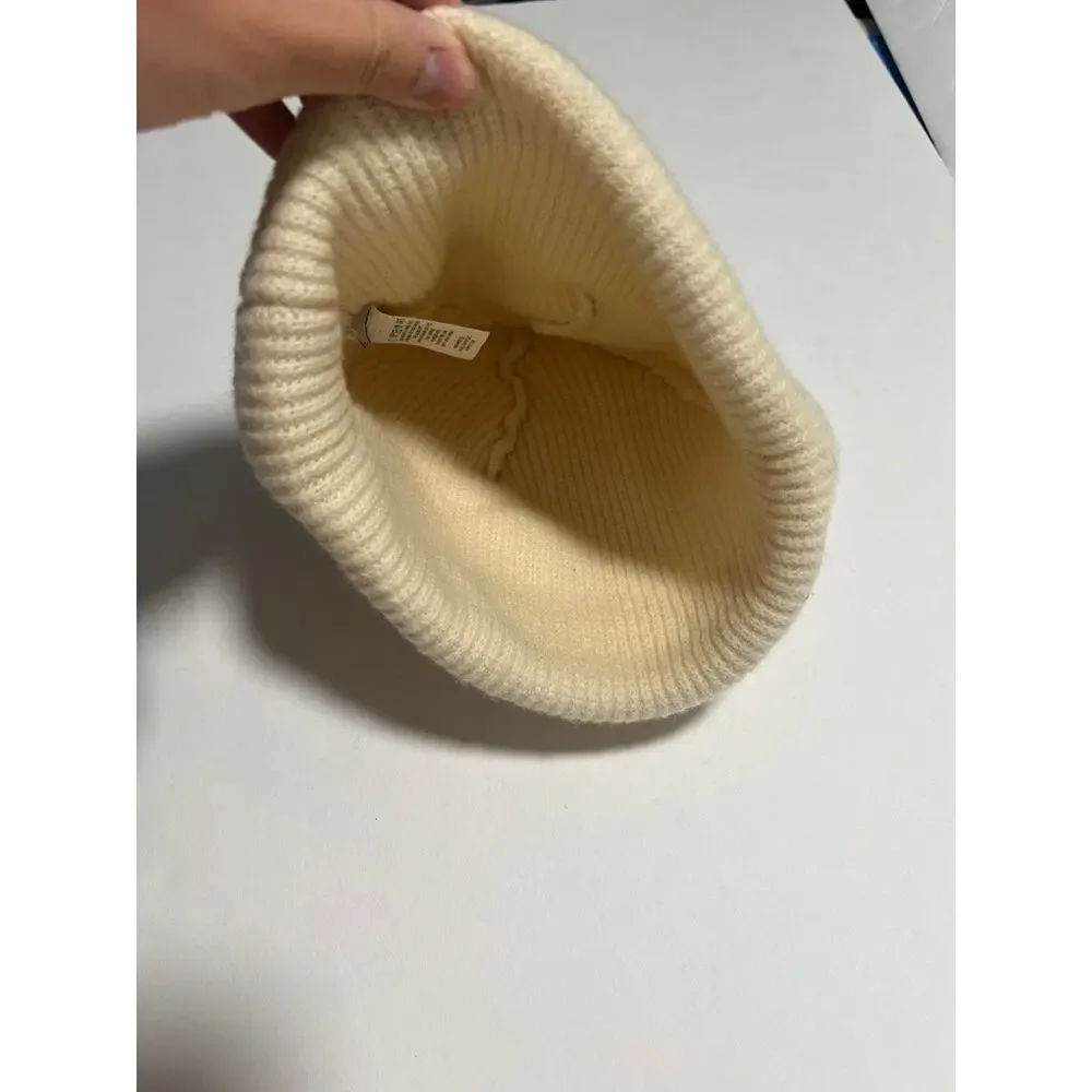 Madewell Cozy-Knit Beanie Ivory Wool Ribbed Cuffed Hat Quiet Luxury One Size